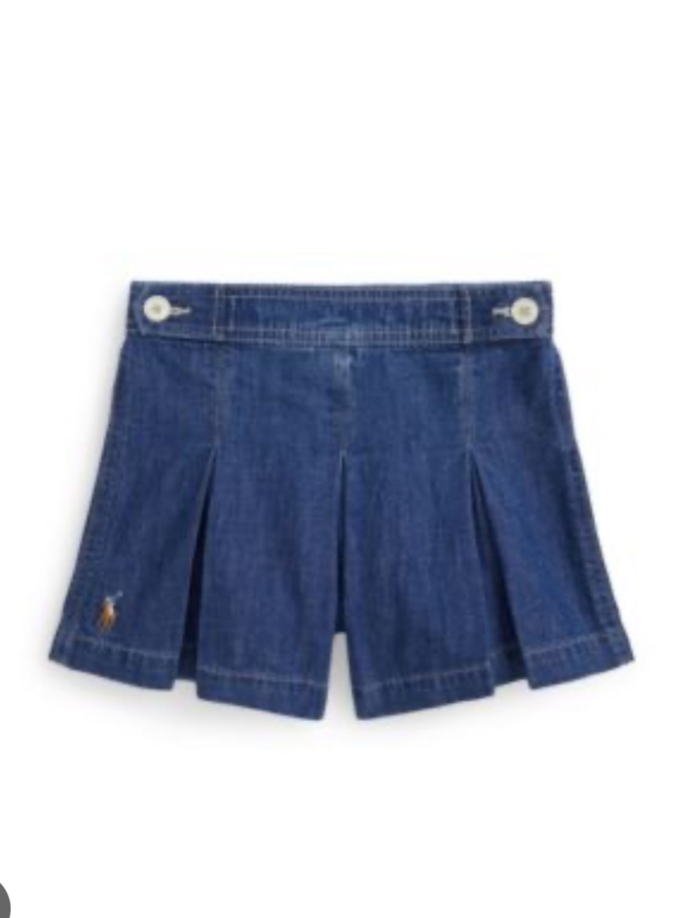 NWT‎ Polo Ralph Lauren Girls Pleated Indigo Denim Shorts Preppy Classic Summer